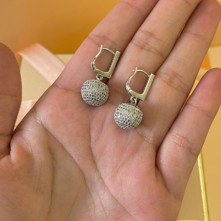 Silver zircone ball earrings