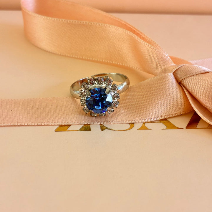 Royal blue dainty Preciosa crystals silver set