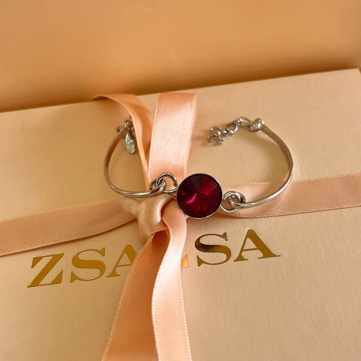 Dark red Swarovski crystals bracelet and ring