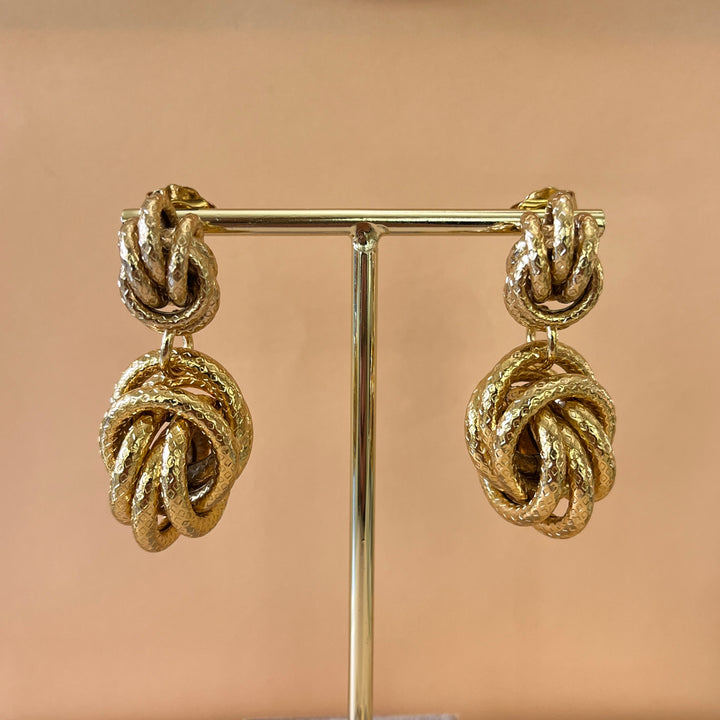 Gold twisted handmade earrings