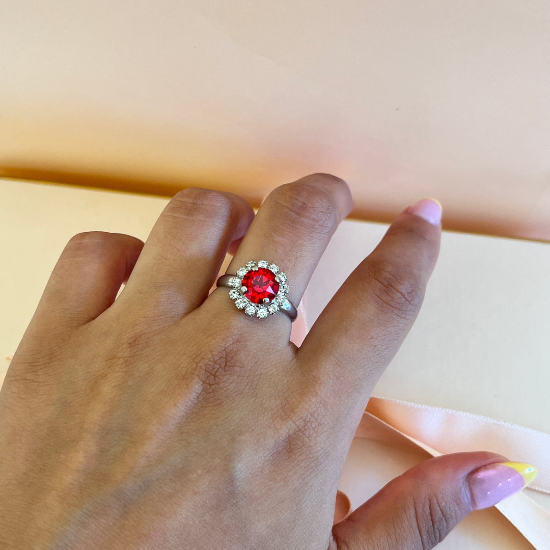 Red flower Swarovski crystals set