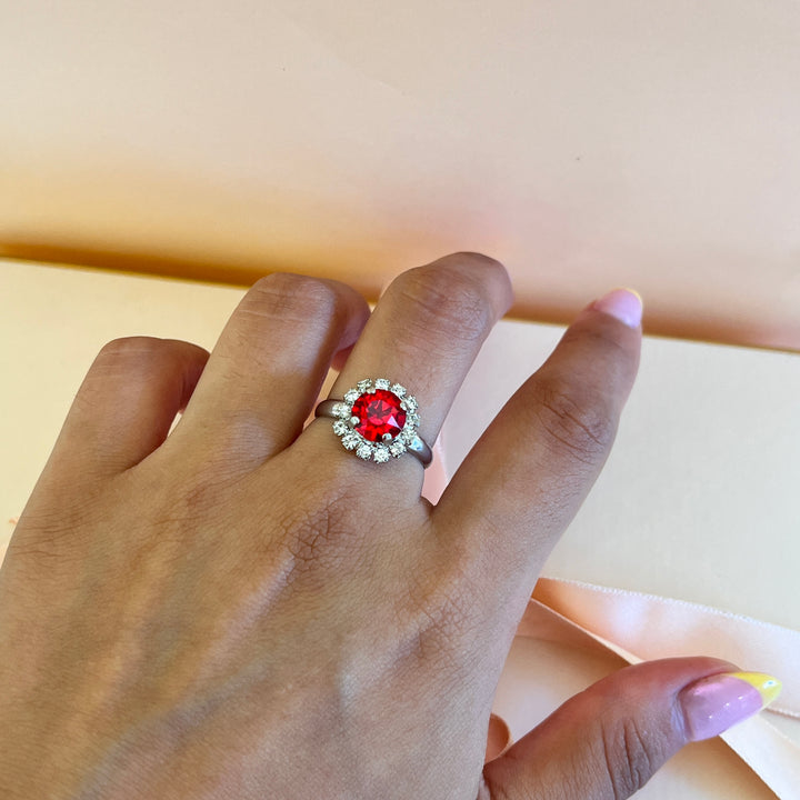 Red flower Swarovski crystals set