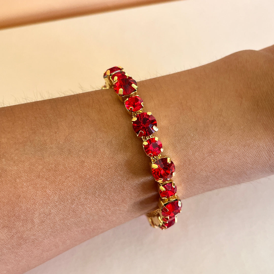Red preciosa crystals bracelet