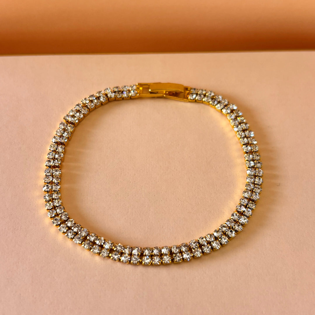 2 rows rhinestone bracelet