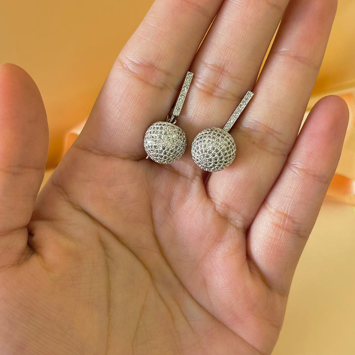 Silver zircone ball earrings