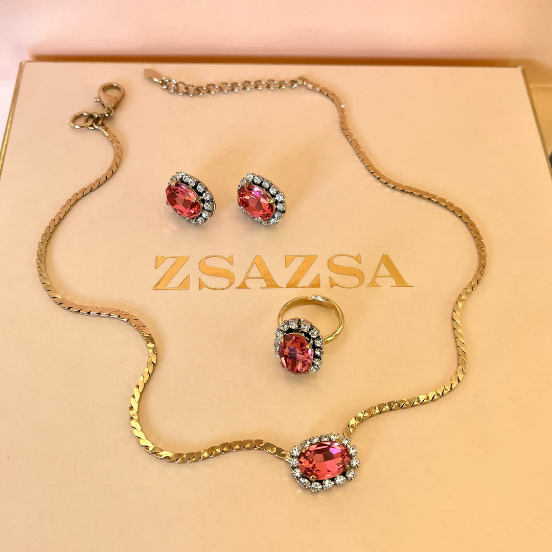 Fuchsia Swarovski crystals set