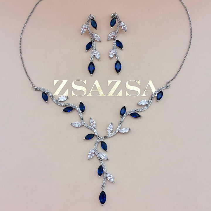 Marquise navy blue zircone set
