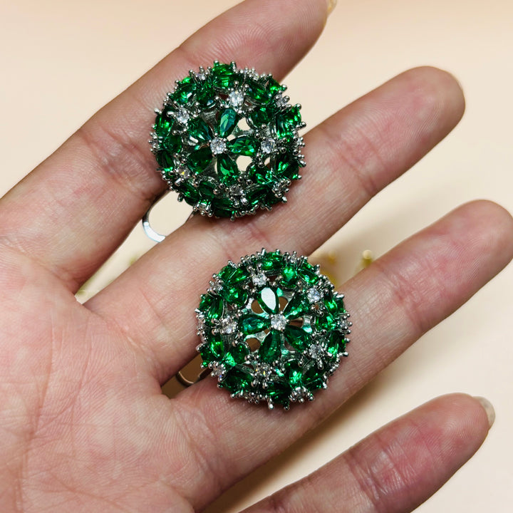 Flower zircone silver set