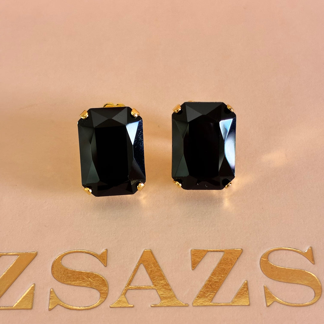Black rectangular Preciosa crystals set