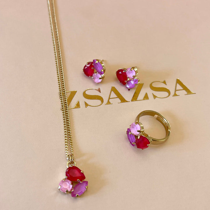 Multipink Swarovski crystals set