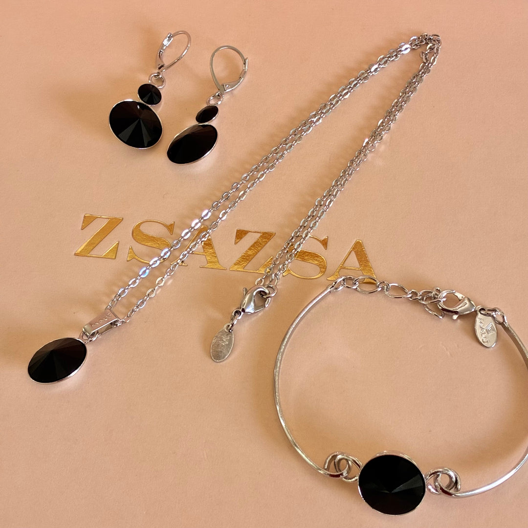 Black Swarovski crystals set