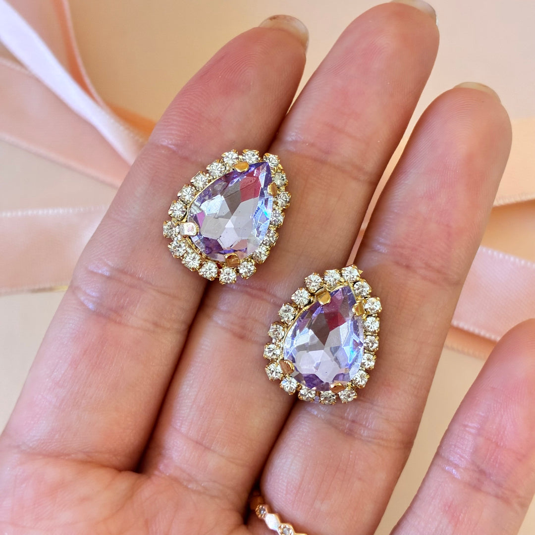Teardrop lilac Preciosa crystals gold plated set