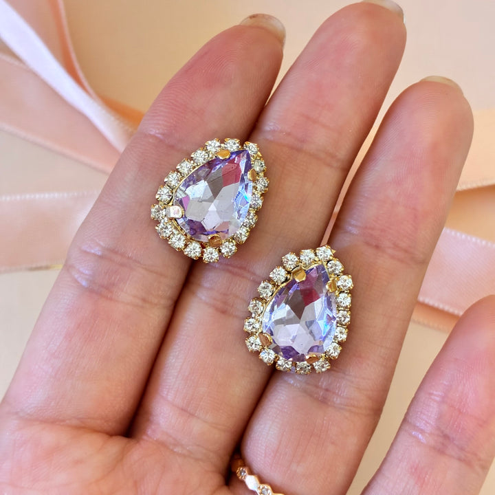 Teardrop lilac Preciosa crystals gold plated set