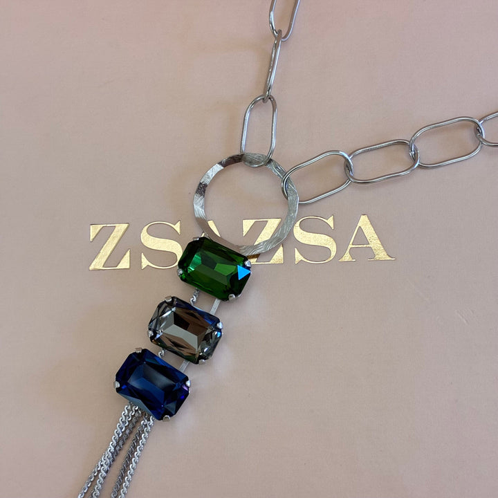 Handmade silver Swarovski crystals set