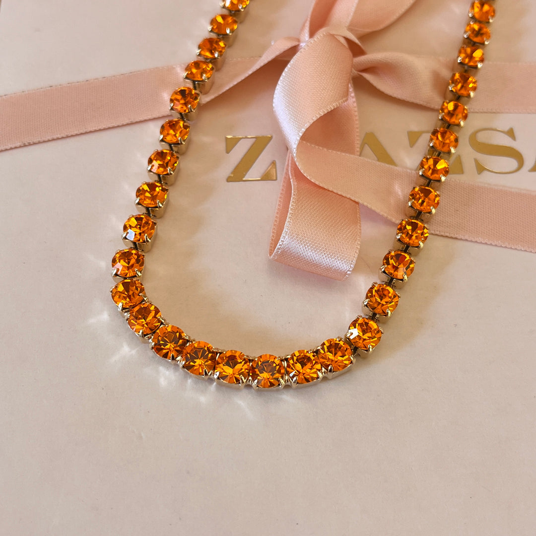 Orange Swarovski crystal necklace