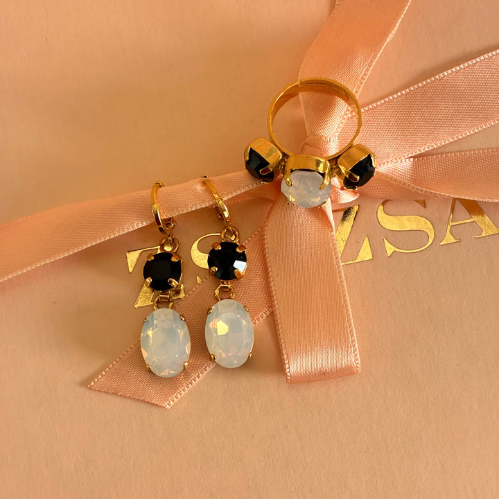 Black and white preciosa crystals set