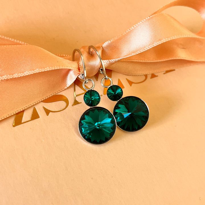 Dark green Swarovski crystals set