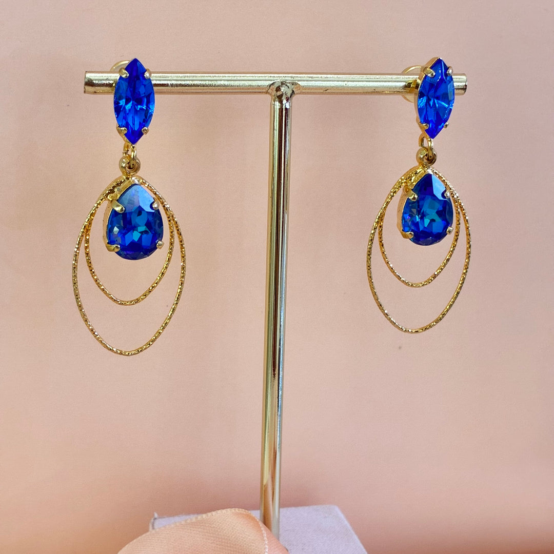 Marquise & teardrop royal blue Swarovski crystals earrings