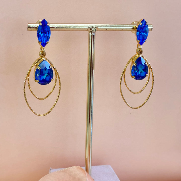 Marquise & teardrop royal blue Swarovski crystals earrings