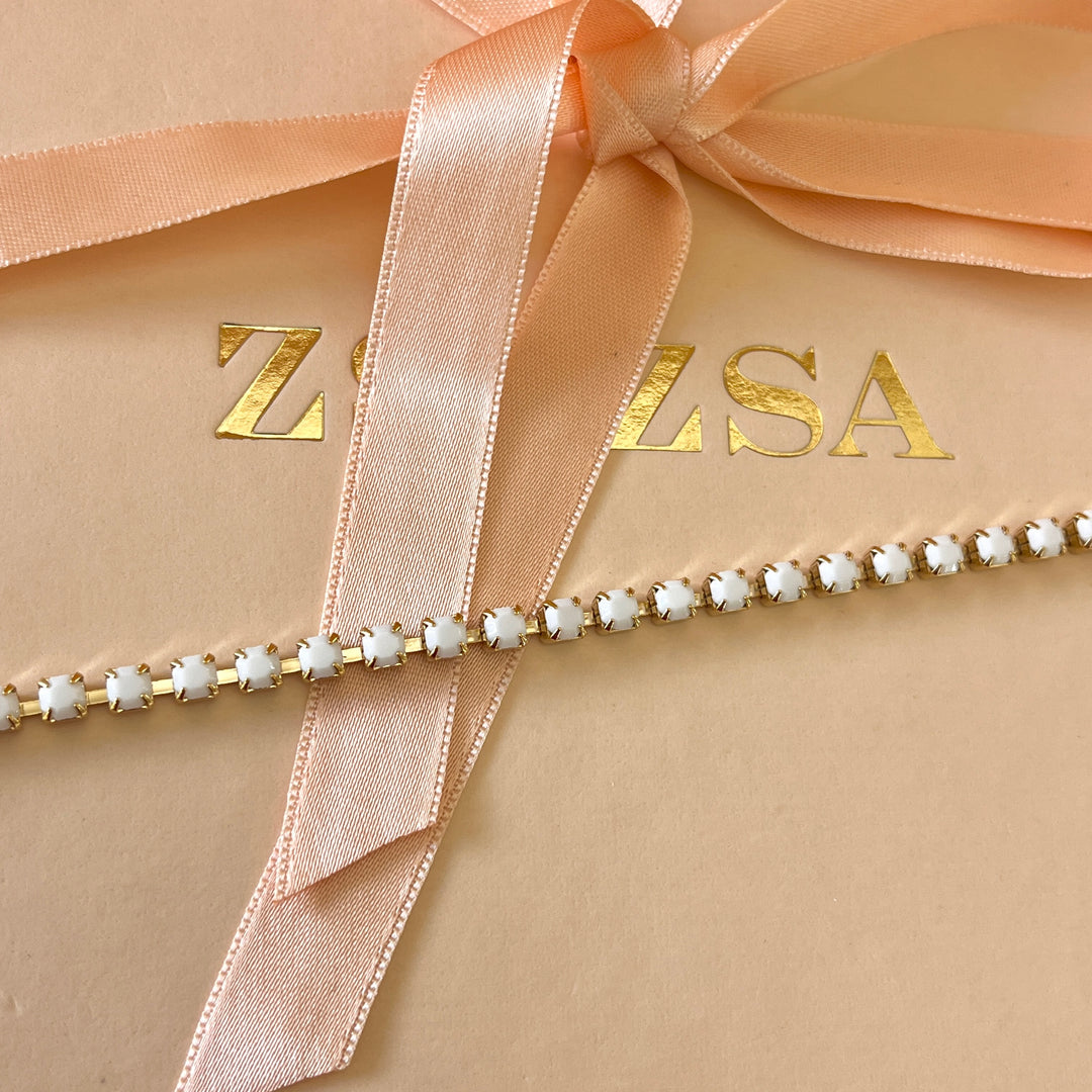 Matte white Swarovski crystals bracelet