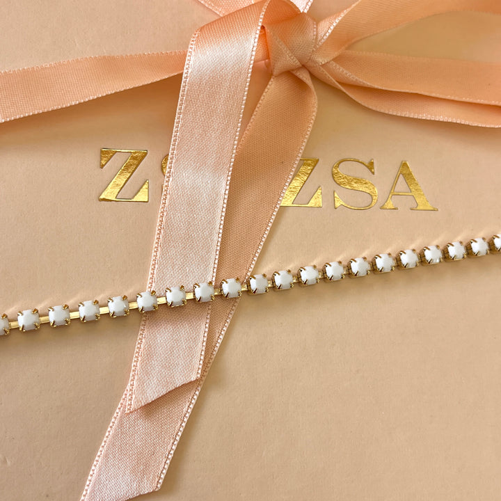 Matte white Swarovski crystals bracelet