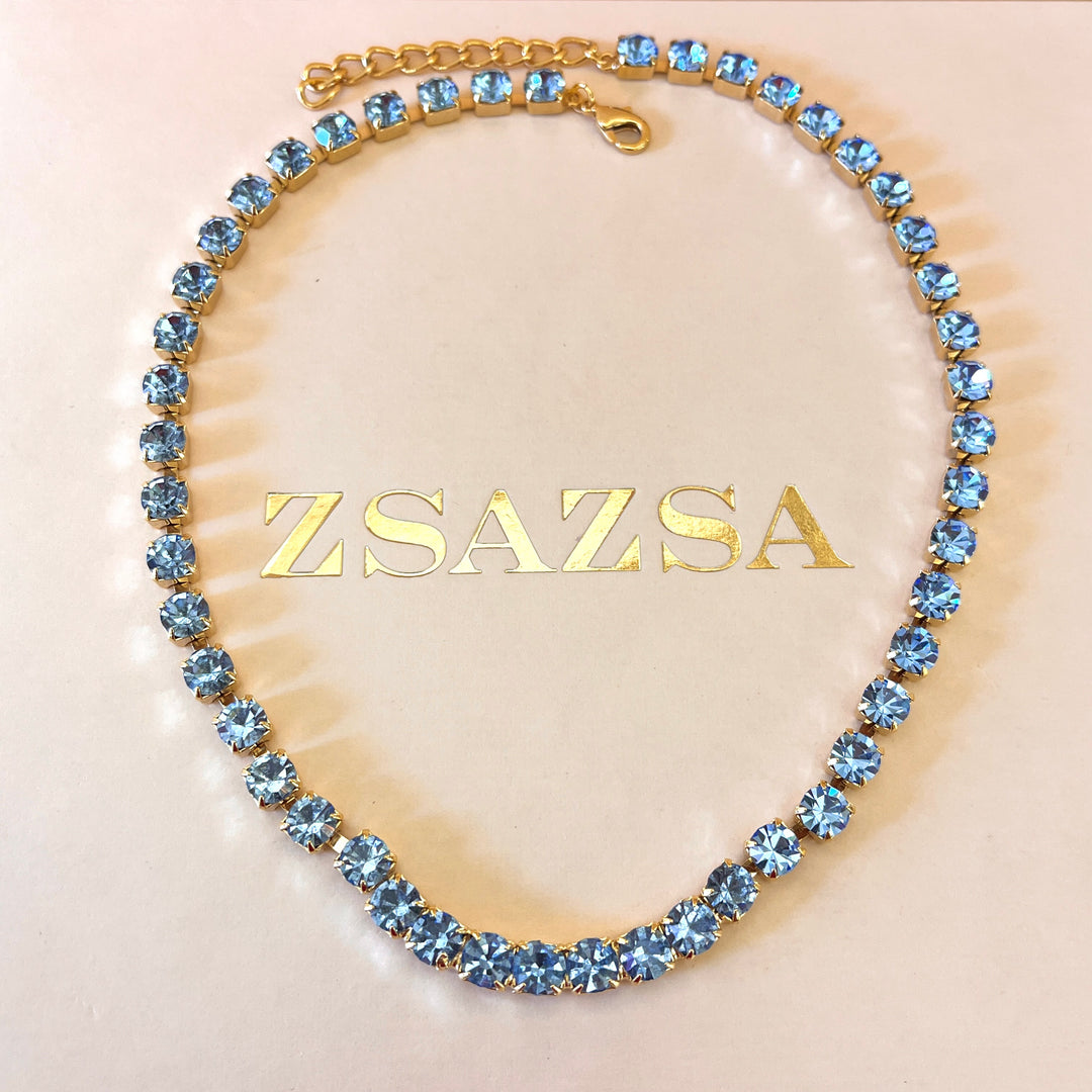 Light blue Swarovski crystals tennis set