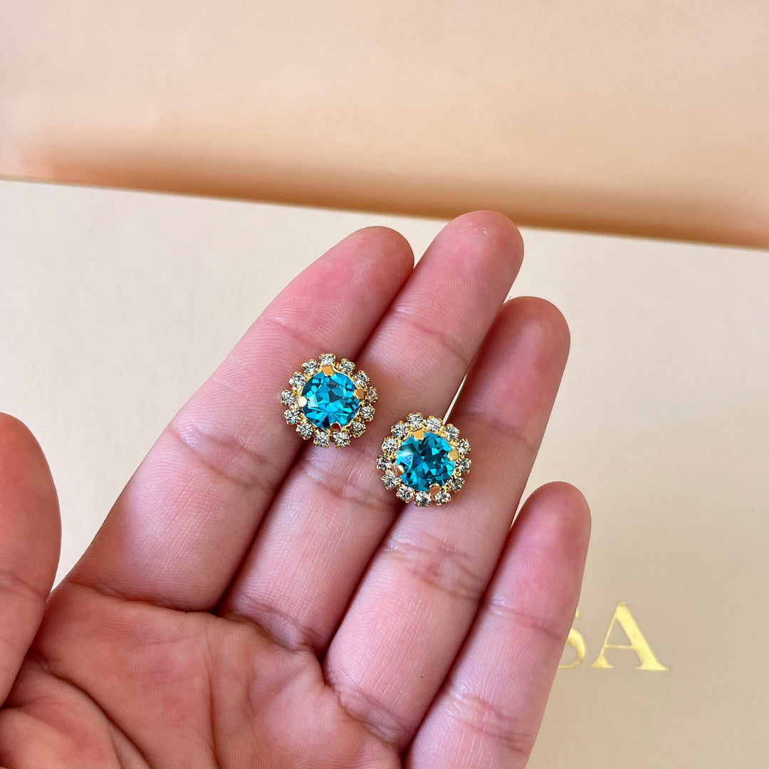 Turquoise Swarovski crystals set
