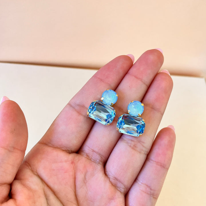 Light blue Swarovski crystals studs