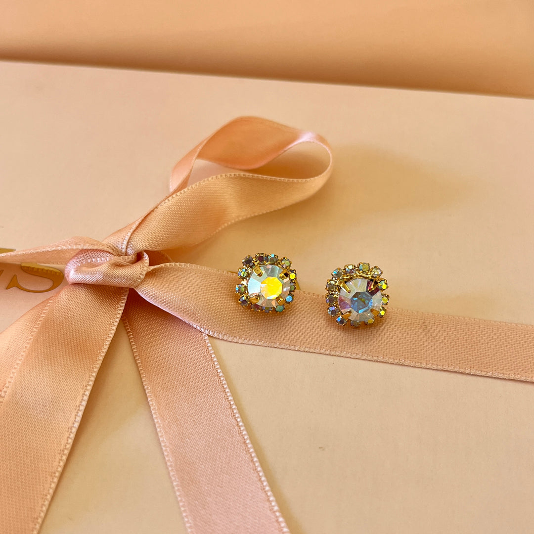 Aurora borealis Swarovski crystals studs