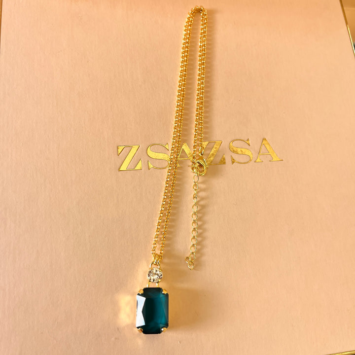 Dark green rectangular Swarovski crystals set