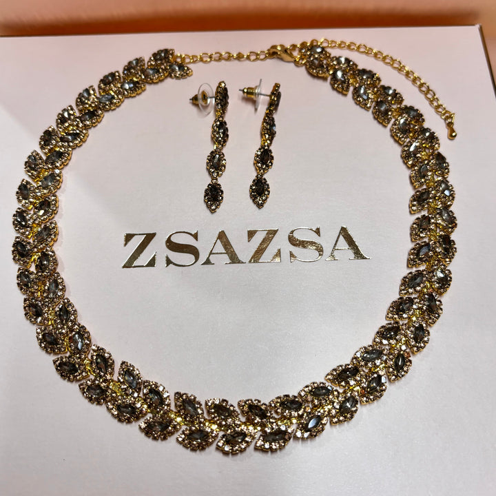 Marquise brown rhinestone set