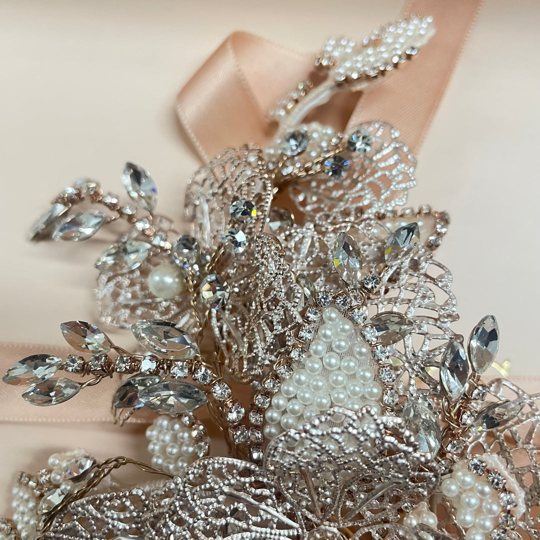 Statement rose gold clip headpiece