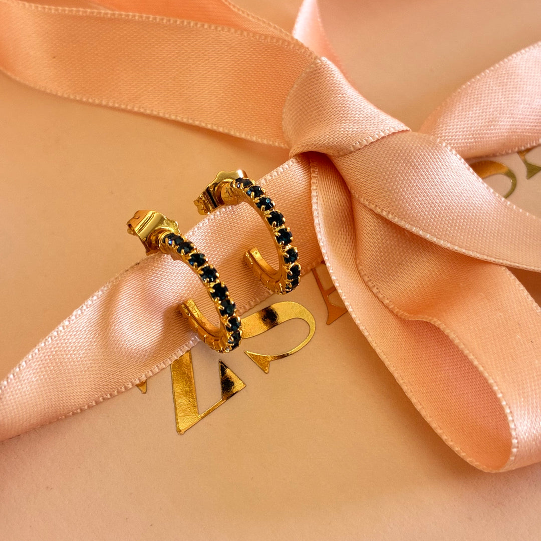 Navy blue Preciosa crystals hoops