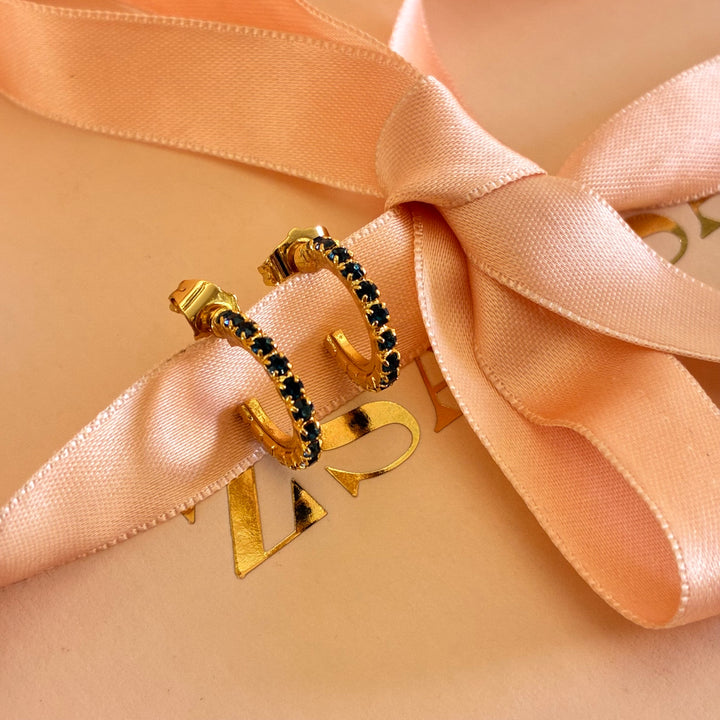 Navy blue Preciosa crystals hoops