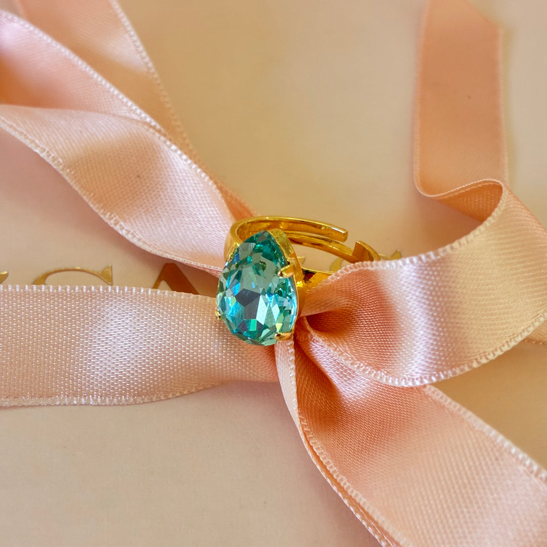 Mint teardrop Swarovski crystals ring