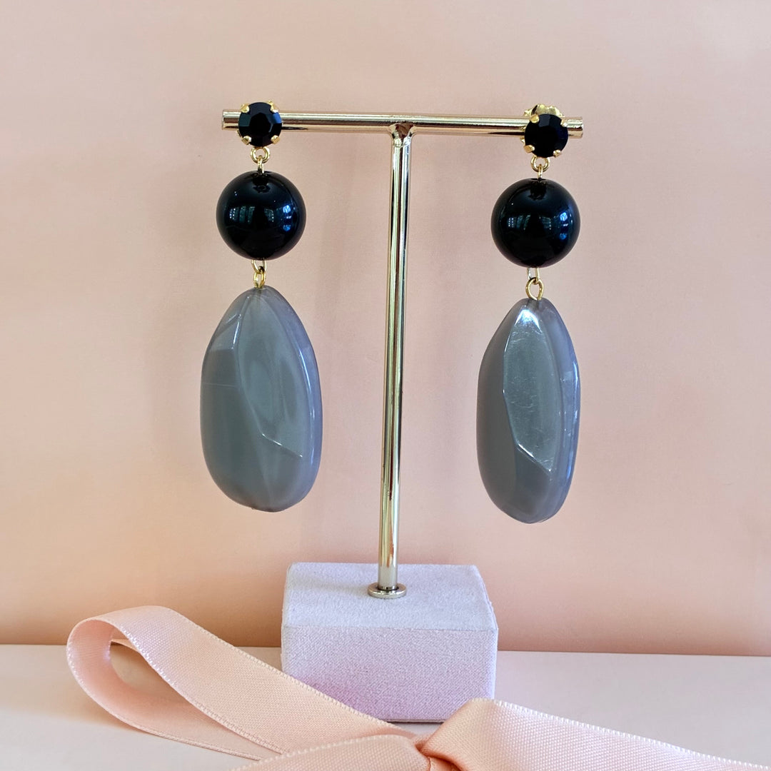 Statement black casual earrings