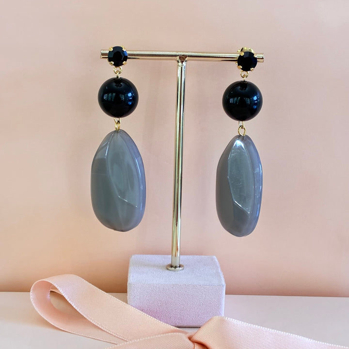 Statement black casual earrings