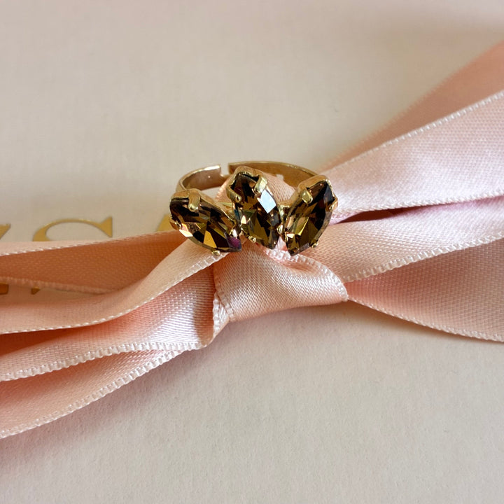 Bronze marquise Preciosa crystals ring