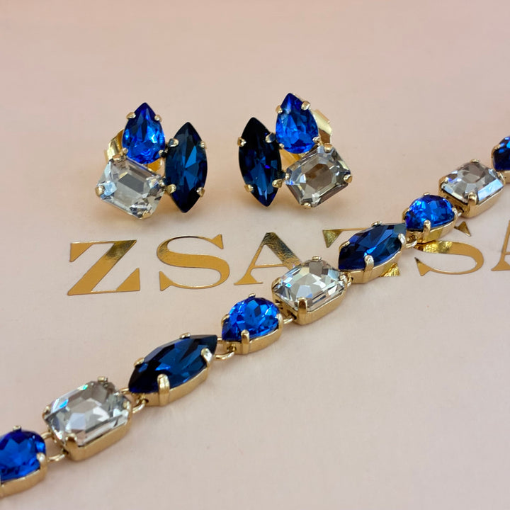 Shade of blue and grey Swarovski crystals set