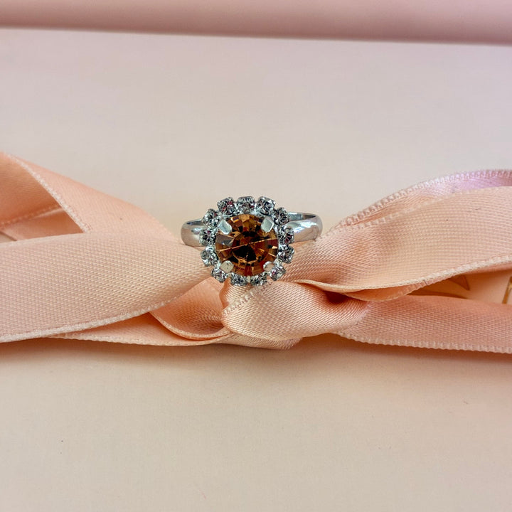 Peach dainty Preciosa crystals silver set