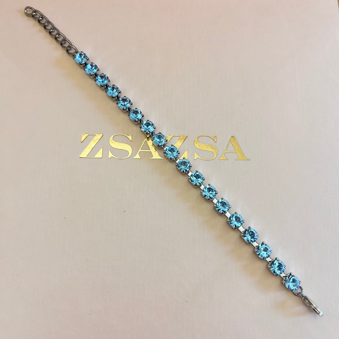 Turquoise Preciosa crystals tennis bracelet