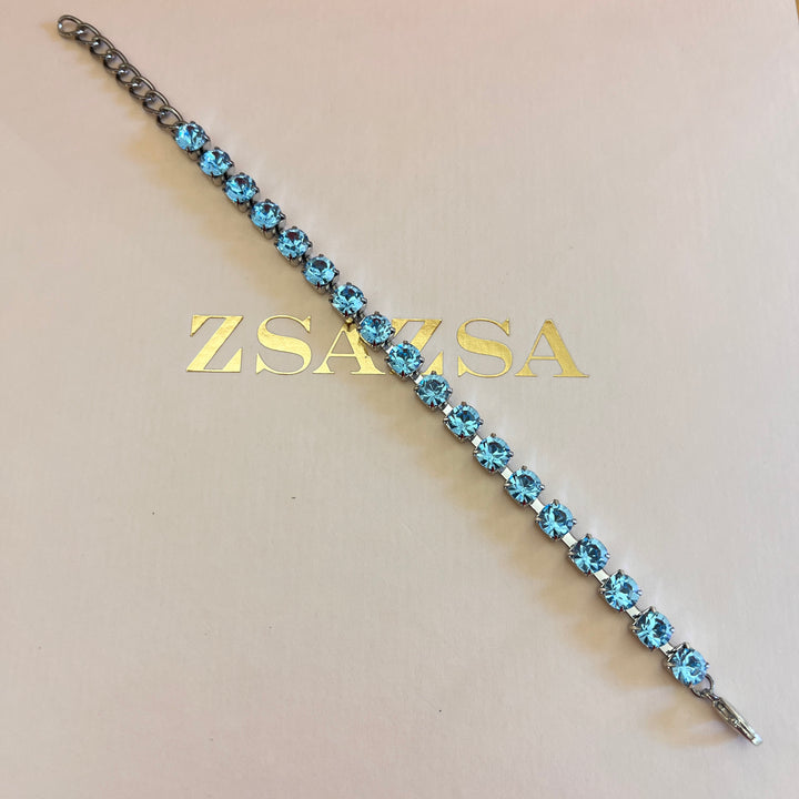 Turquoise Preciosa crystals tennis bracelet