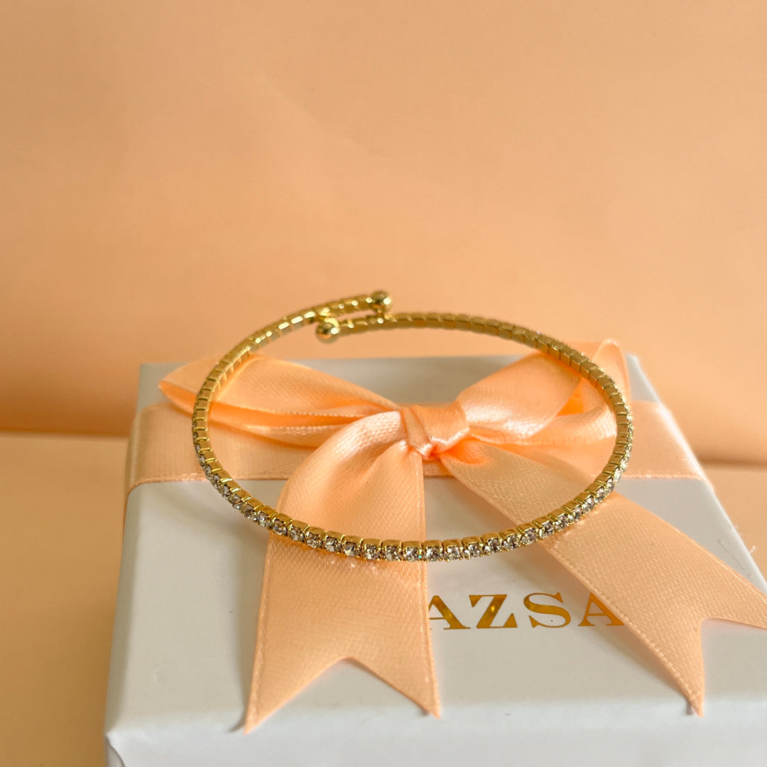 Rhinestone gold plated bangle