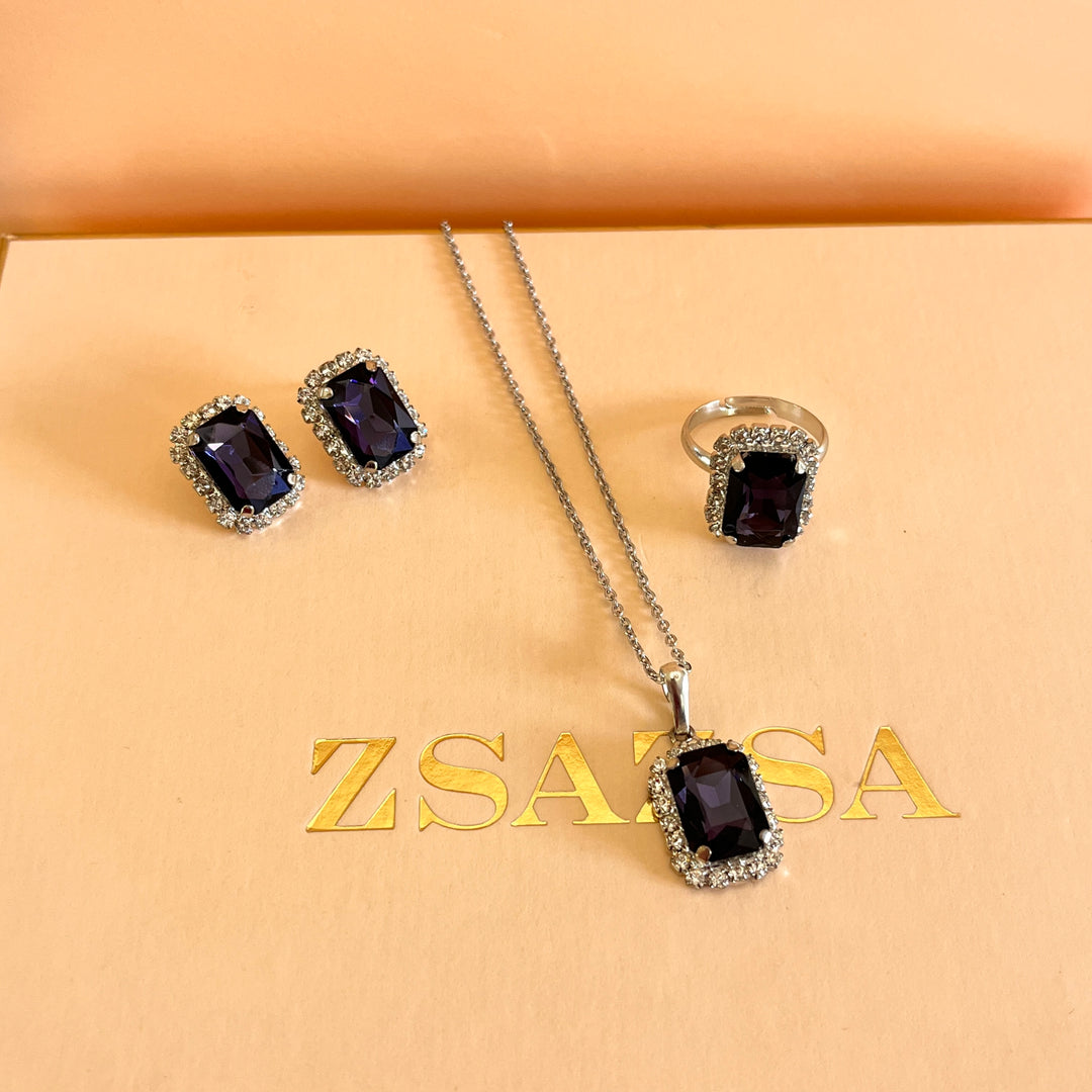 Purple rectangular Preciosa crystals set