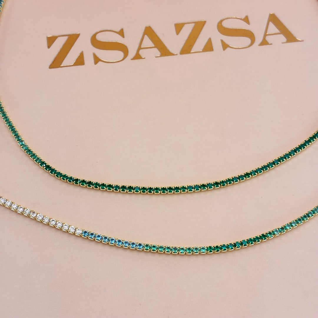 Green Sterling silver gold plated set