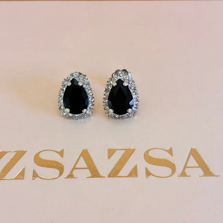 Black Teardrop Preciosa crystals set