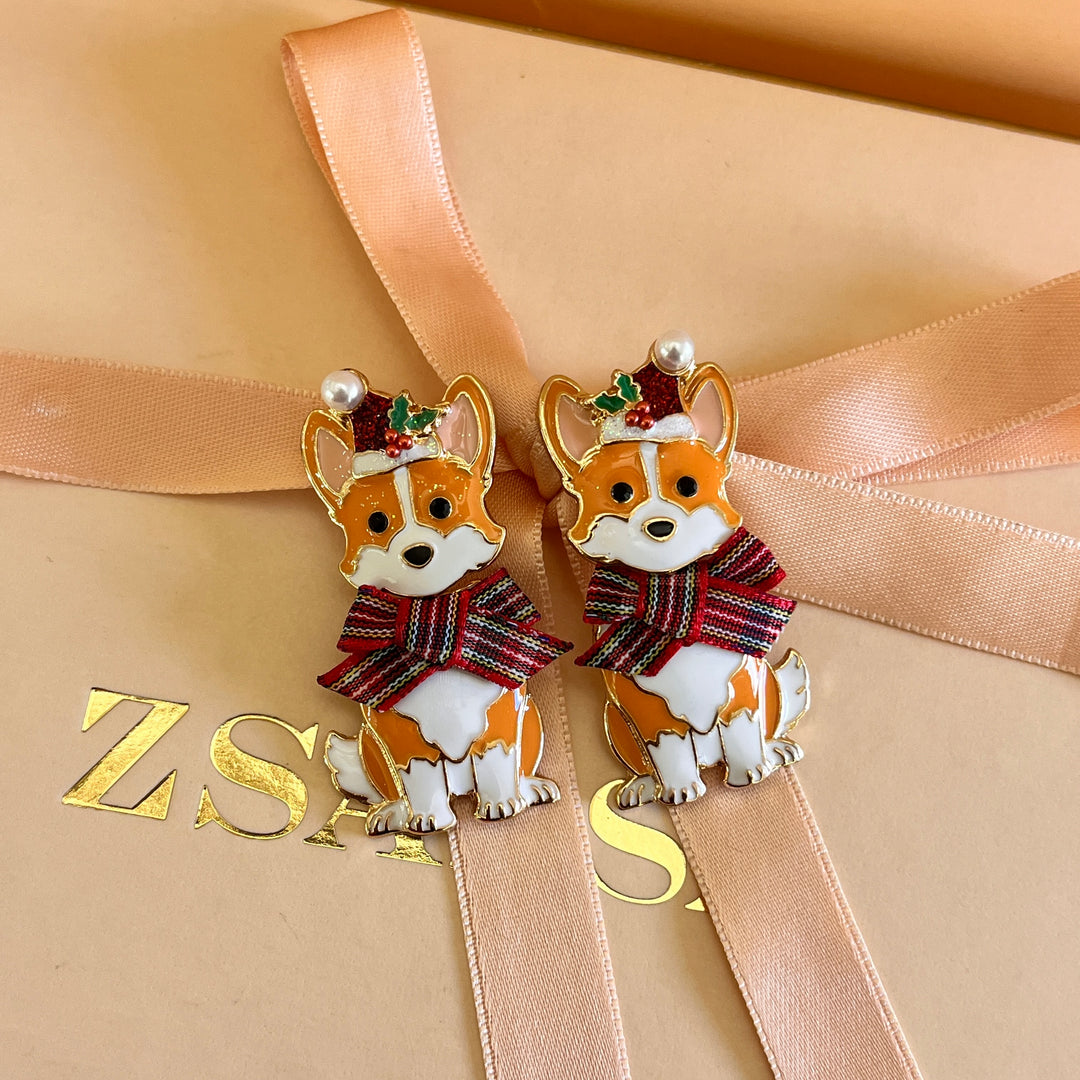 Christmas dogs earrings