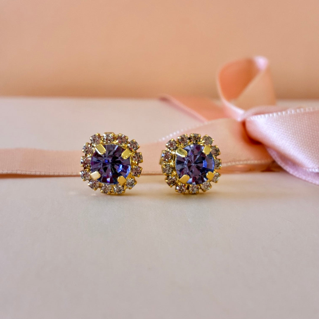 Lilac dainty Preciosa crystals gold plated set