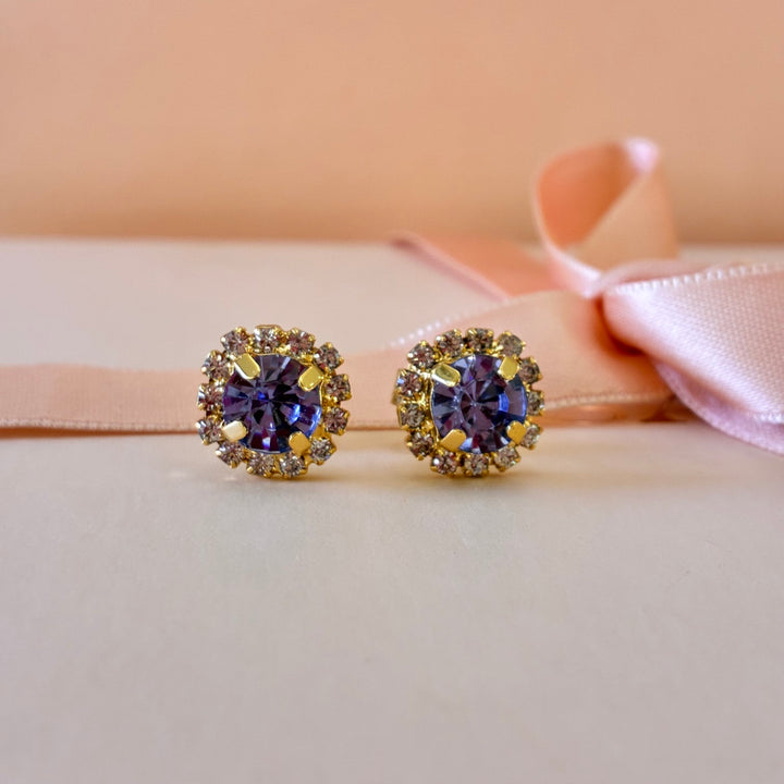 Lilac dainty Preciosa crystals gold plated set