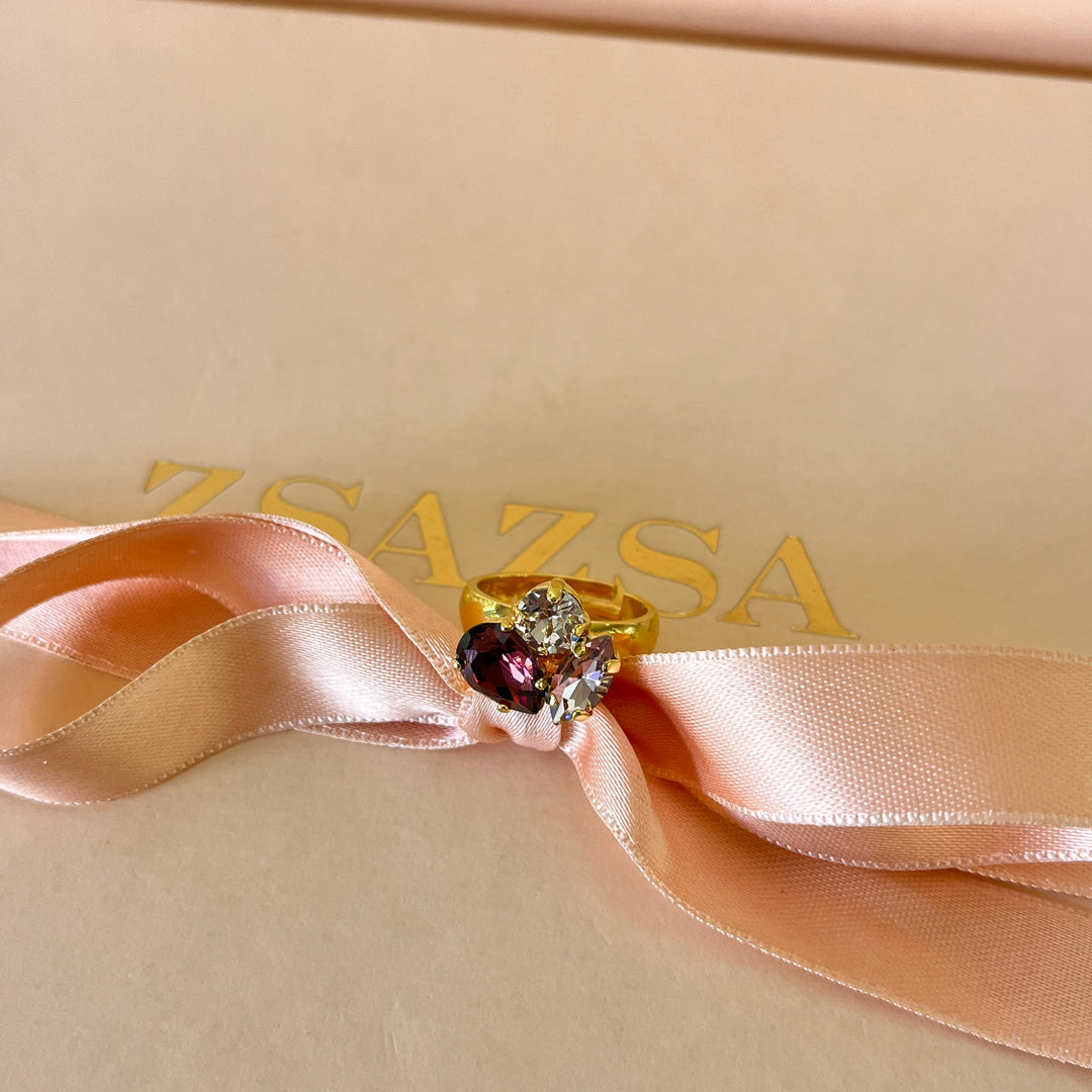 Purple teardrop Swarovski crystals set